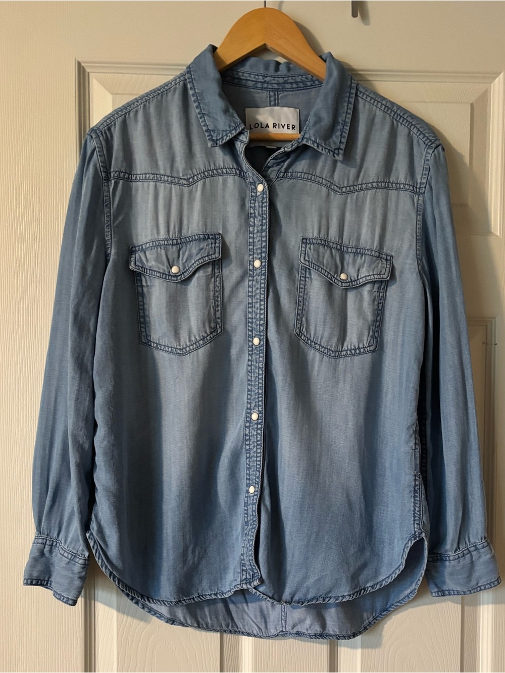 Lola River Light Wash Denim Button-Up‎ Shirt
